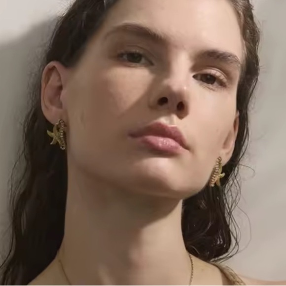 Seahorse Starfish Crystal 18K Gold Stainless Steel Waterproof Earrings - Picture 11 of 11